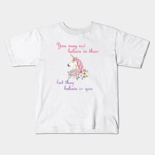 unicorns believe in you- watercolor Kids T-Shirt
